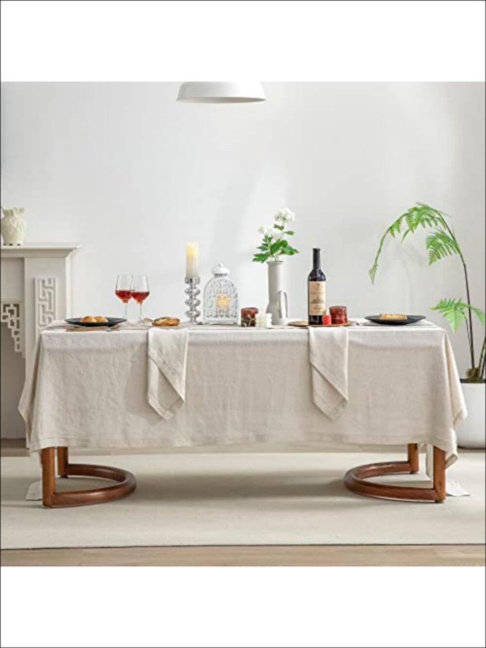 100% Stonewashed French Linen Hemstitch Tablecloth 60x84 Rectangle Machine